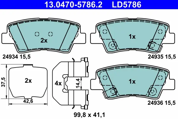 Top-Angebot ATE 13.0470-5786.2 - Bremsbelagsatz, Scheibenbremse - ATE Ceramic