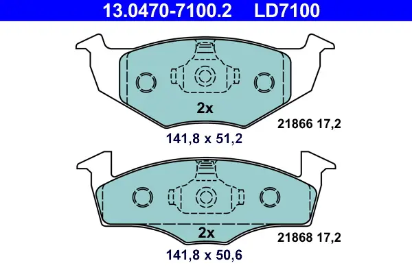 ATE 13.0470-7100.2 - Bremsbelagsatz, Scheibenbremse - ATE Ceramic Neu