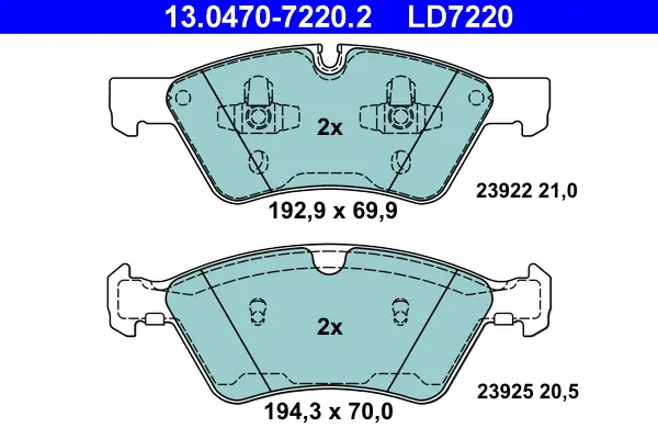 ATE 13.0470-7220.2 - Bremsbelagsatz, Scheibenbremse - ATE Ceramic Must-Have