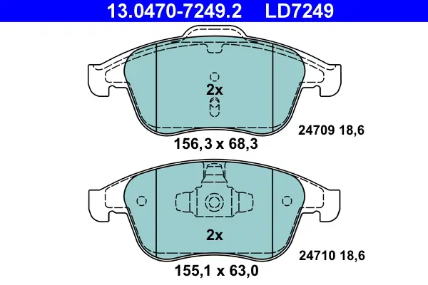 Schneller Versand ATE 13.0470-7249.2 - Bremsbelagsatz, Scheibenbremse - ATE Ceramic