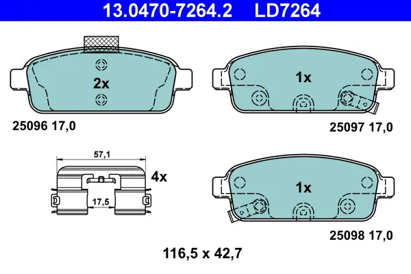 ATE 13.0470-7264.2 - Bremsbelagsatz, Scheibenbremse - ATE Ceramic Beliebt