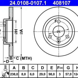 ATE 24.0108-0107.1 - Bremsscheibe Geprüft