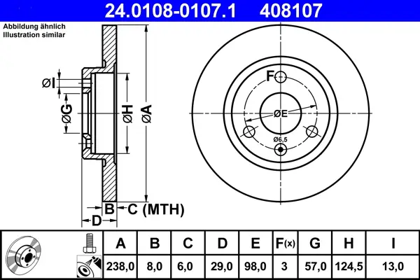 ATE 24.0108-0107.1 - Bremsscheibe Geprüft