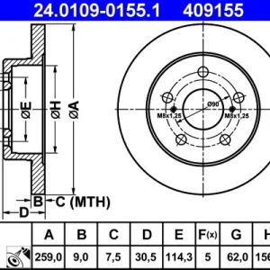 ATE 24.0109-0155.1 - Bremsscheibe Top-Angebot