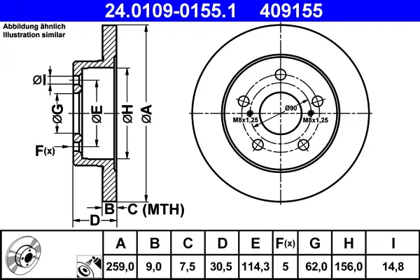ATE 24.0109-0155.1 - Bremsscheibe Top-Angebot