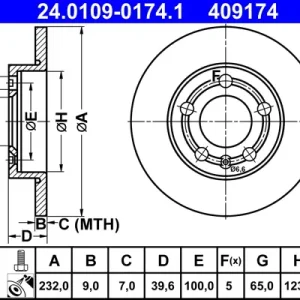 ATE 24.0109-0174.1 - Bremsscheibe Wochenendangebot