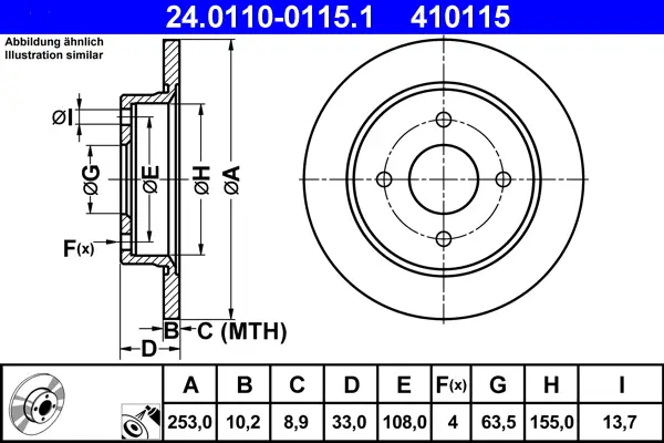 Preiswert ATE 24.0110-0115.1 - Bremsscheibe