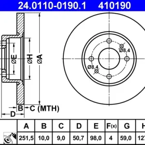ATE 24.0110-0190.1 - Bremsscheibe Online Kaufen