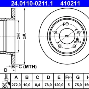 ATE 24.0110-0211.1 - Bremsscheibe Highlight