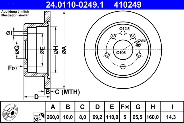 Günstig ATE 24.0110-0249.1 - Bremsscheibe