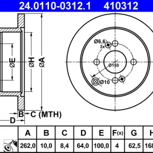 Neue Kollektion ATE 24.0110-0312.1 - Bremsscheibe