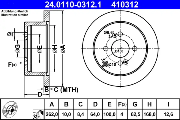 Neue Kollektion ATE 24.0110-0312.1 - Bremsscheibe