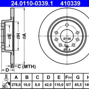 Super-Preis ATE 24.0110-0339.1 - Bremsscheibe