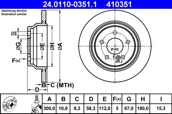 ATE 24.0110-0351.1 - Bremsscheibe Sonderaktion