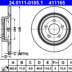 Sichere Zahlung ATE 24.0111-0165.1 - Bremsscheibe