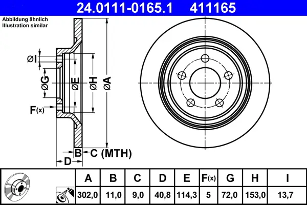 Sichere Zahlung ATE 24.0111-0165.1 - Bremsscheibe