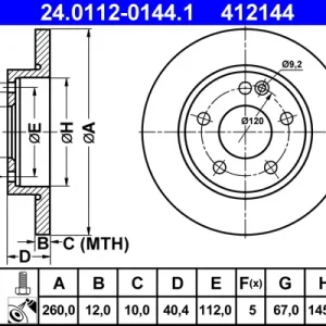 ATE 24.0112-0144.1 - Bremsscheibe Sofort Bestellen