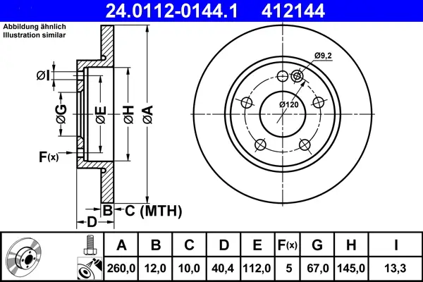 ATE 24.0112-0144.1 - Bremsscheibe Sofort Bestellen