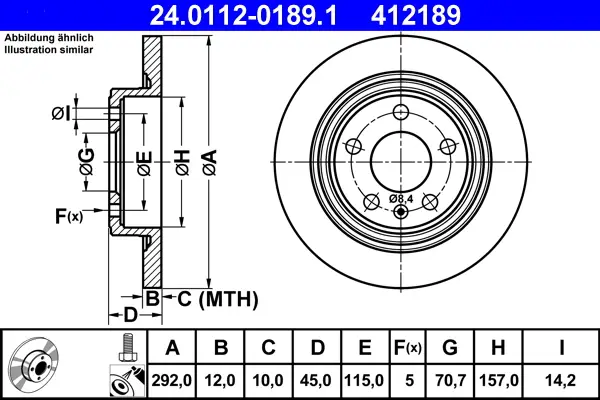 Geprüft ATE 24.0112-0189.1 - Bremsscheibe