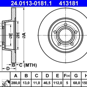 ATE 24.0113-0181.1 - Bremsscheibe Mega-Angebot