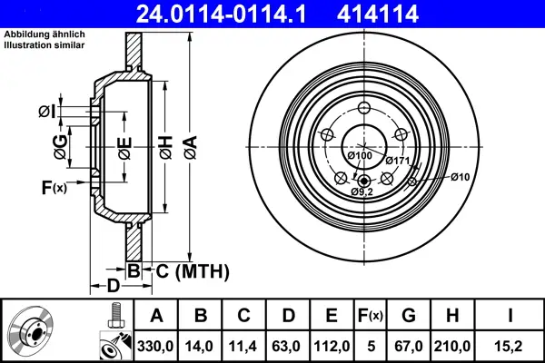 ATE 24.0114-0114.1 - Bremsscheibe Top-Preis