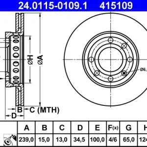 ATE 24.0115-0109.1 - Bremsscheibe Highlight