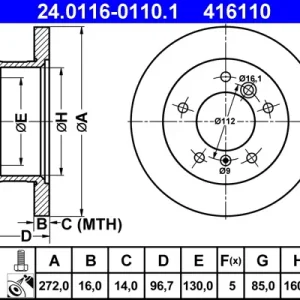 ATE 24.0116-0110.1 - Bremsscheibe Billig