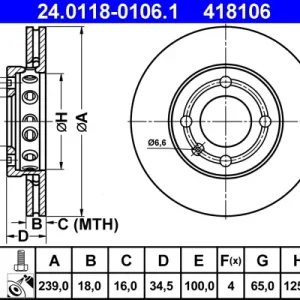 ATE 24.0118-0106.1 - Bremsscheibe Saisonangebot