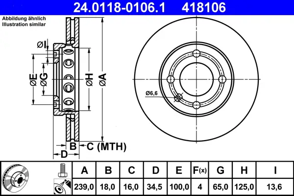 ATE 24.0118-0106.1 - Bremsscheibe Saisonangebot