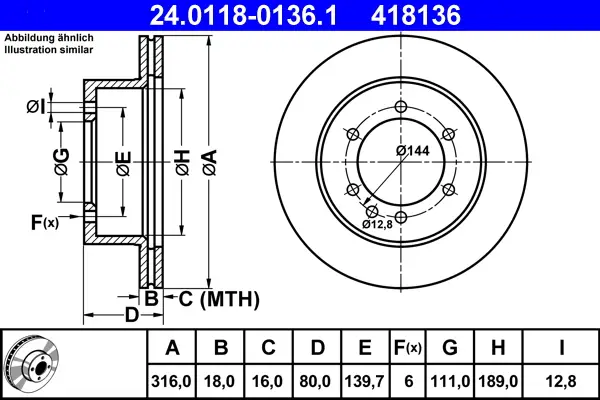 Begrenztes Angebot ATE 24.0118-0136.1 - Bremsscheibe