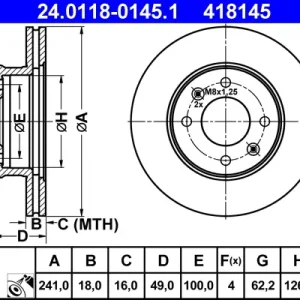 Preis Gesenkt ATE 24.0118-0145.1 - Bremsscheibe