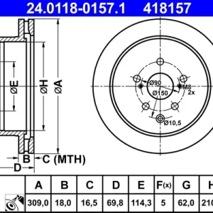 ATE 24.0118-0157.1 - Bremsscheibe Sichere Zahlung