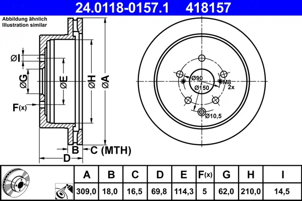 ATE 24.0118-0157.1 - Bremsscheibe Sichere Zahlung