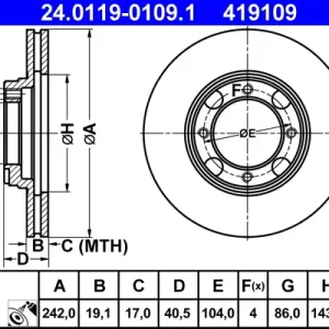 ATE 24.0119-0109.1 - Bremsscheibe Markenware