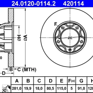 ATE 24.0120-0114.2 - Bremsscheibe Abverkauf
