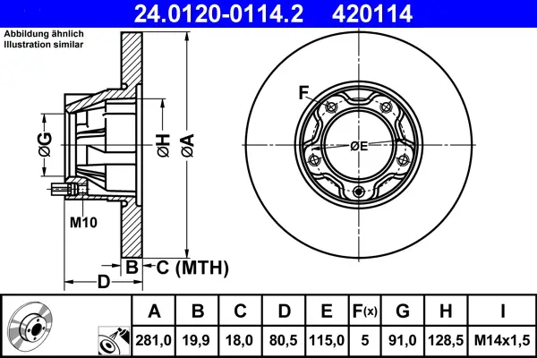 ATE 24.0120-0114.2 - Bremsscheibe Abverkauf