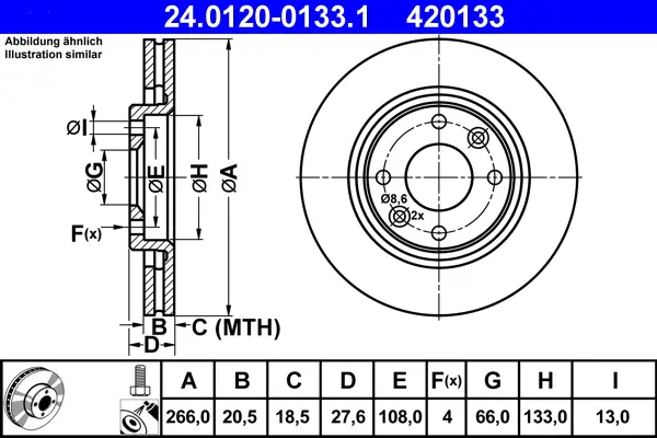 ATE 24.0120-0133.1 - Bremsscheibe Letzte Chance