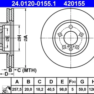 ATE 24.0120-0155.1 - Bremsscheibe Aktuell