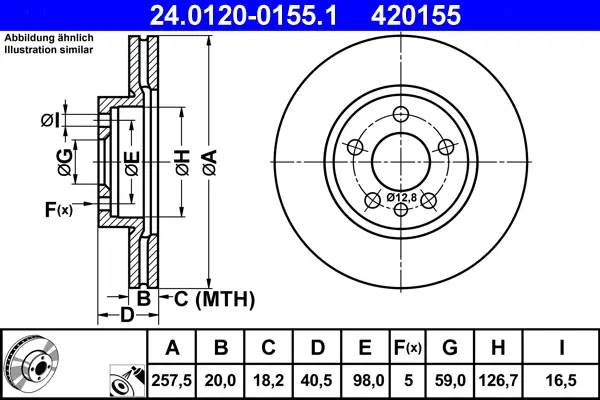 ATE 24.0120-0155.1 - Bremsscheibe Aktuell
