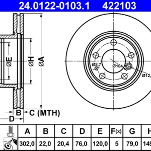 Preisreduziert ATE 24.0122-0103.1 - Bremsscheibe