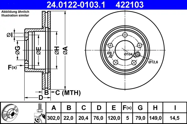 Preisreduziert ATE 24.0122-0103.1 - Bremsscheibe