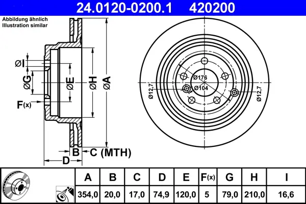 ATE 24.0120-0200.1 - Bremsscheibe Top-Angebot