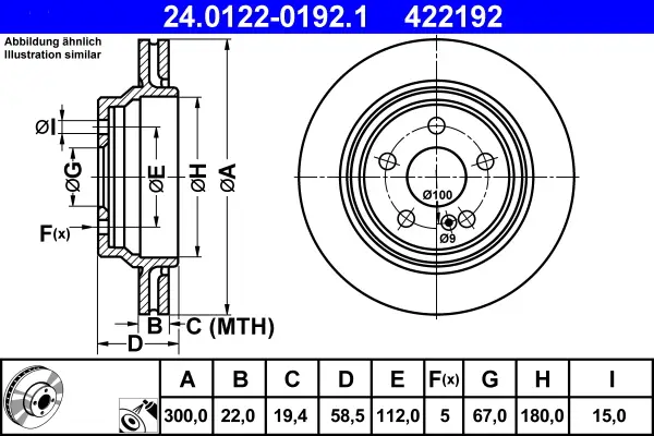 ATE 24.0122-0192.1 - Bremsscheibe Sonderaktion