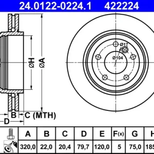 ATE 24.0122-0224.1 - Bremsscheibe Neu