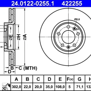 Schneller Versand ATE 24.0122-0255.1 - Bremsscheibe