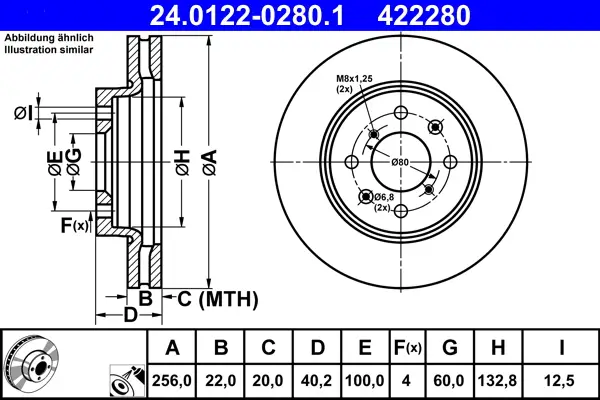 ATE 24.0122-0280.1 - Bremsscheibe Neue Kollektion