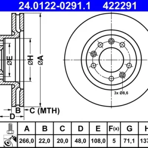 Neu Im Sortiment ATE 24.0122-0291.1 - Bremsscheibe
