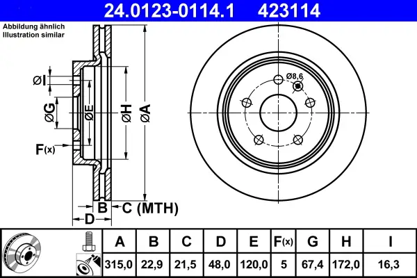 Online Kaufen ATE 24.0123-0114.1 - Bremsscheibe
