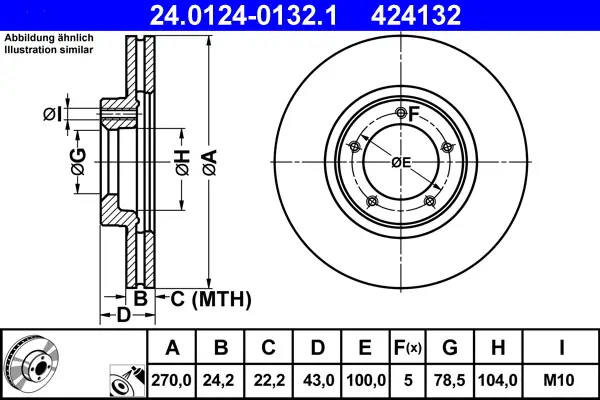 Sonderangebot ATE 24.0124-0132.1 - Bremsscheibe