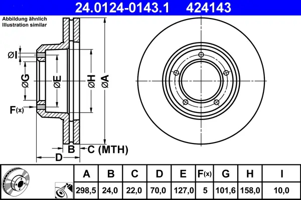 Markenprodukt ATE 24.0124-0143.1 - Bremsscheibe
